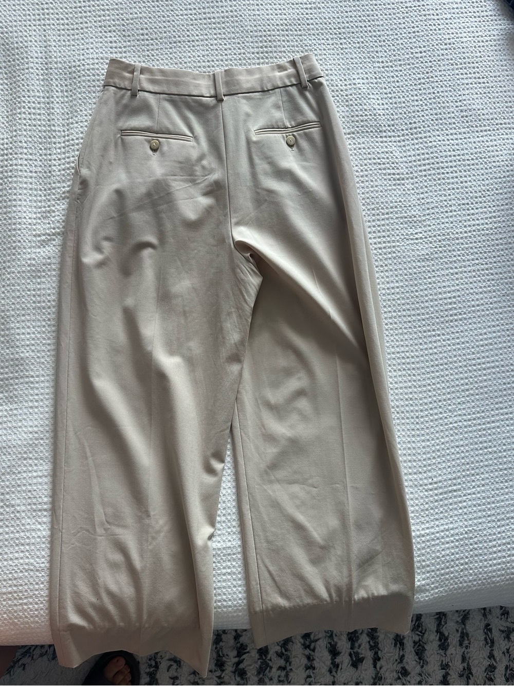 Theory Wide Leg Cream Trousers - Picture 2 of 3